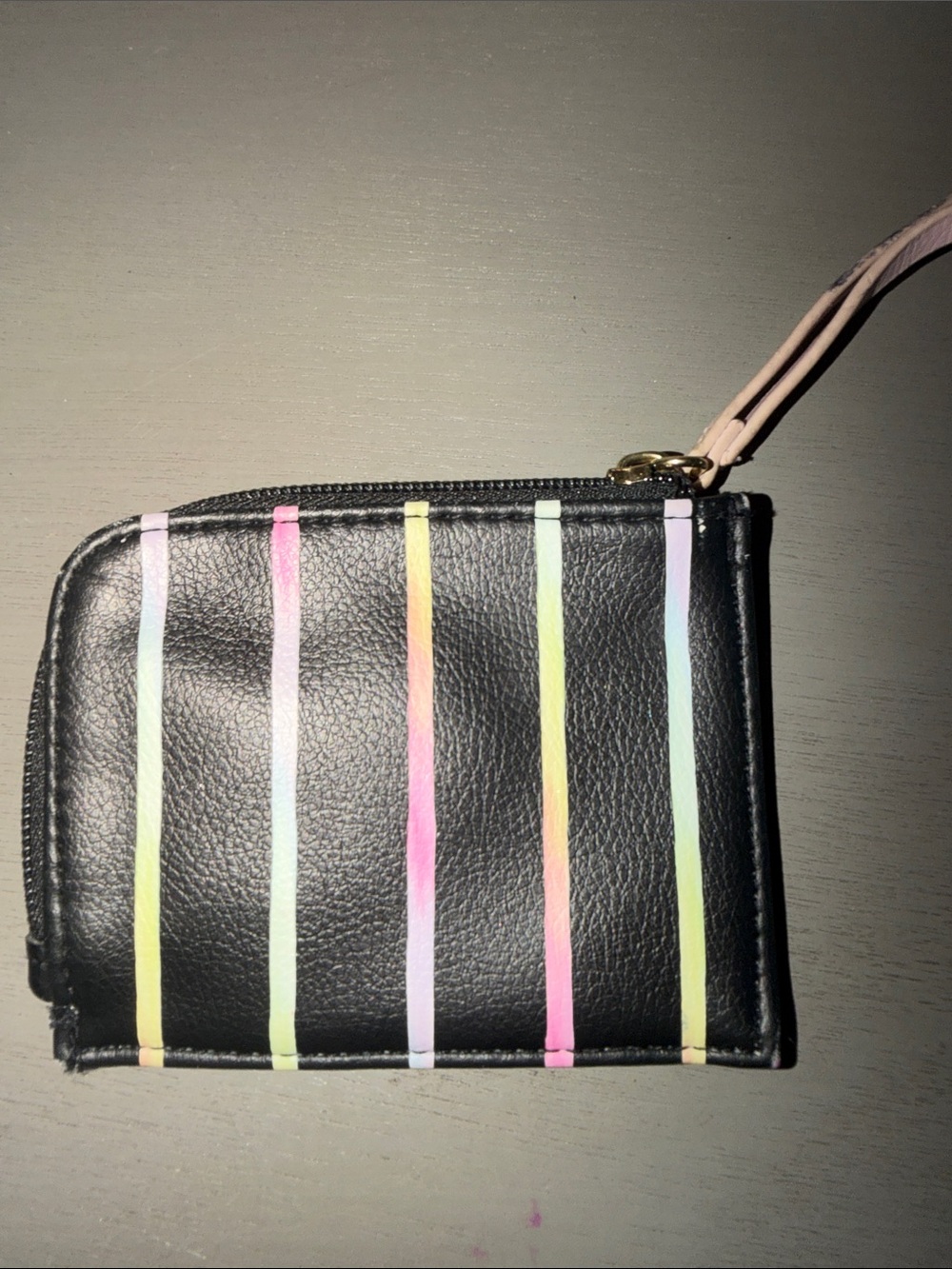 Betsey Johnson Black Wristlet Clutch with Pastel Stripe Accents - Picture 4 of 5